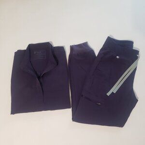 Figs Purple Shadow Limited Edition Rafaela Scrub Top Zamora Jogger Scrub Set XSP